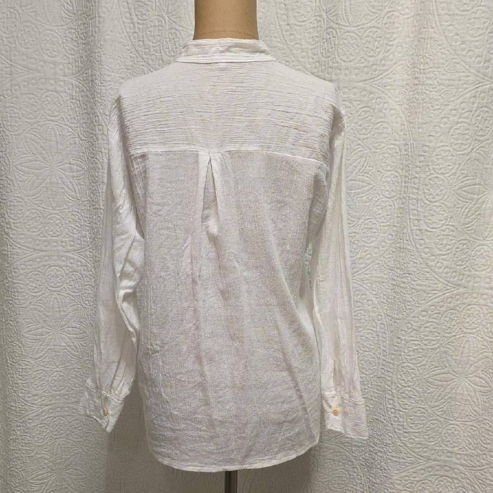 Embroidered White Button Down Shirt - Picture 9 of 12